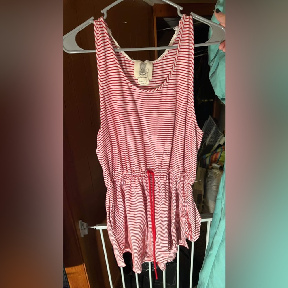 Womens red and white romper